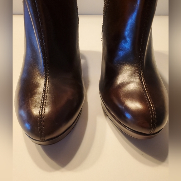 Tory Burch Brown Ankle Boots with Gold Accents - Picture 6 of 6